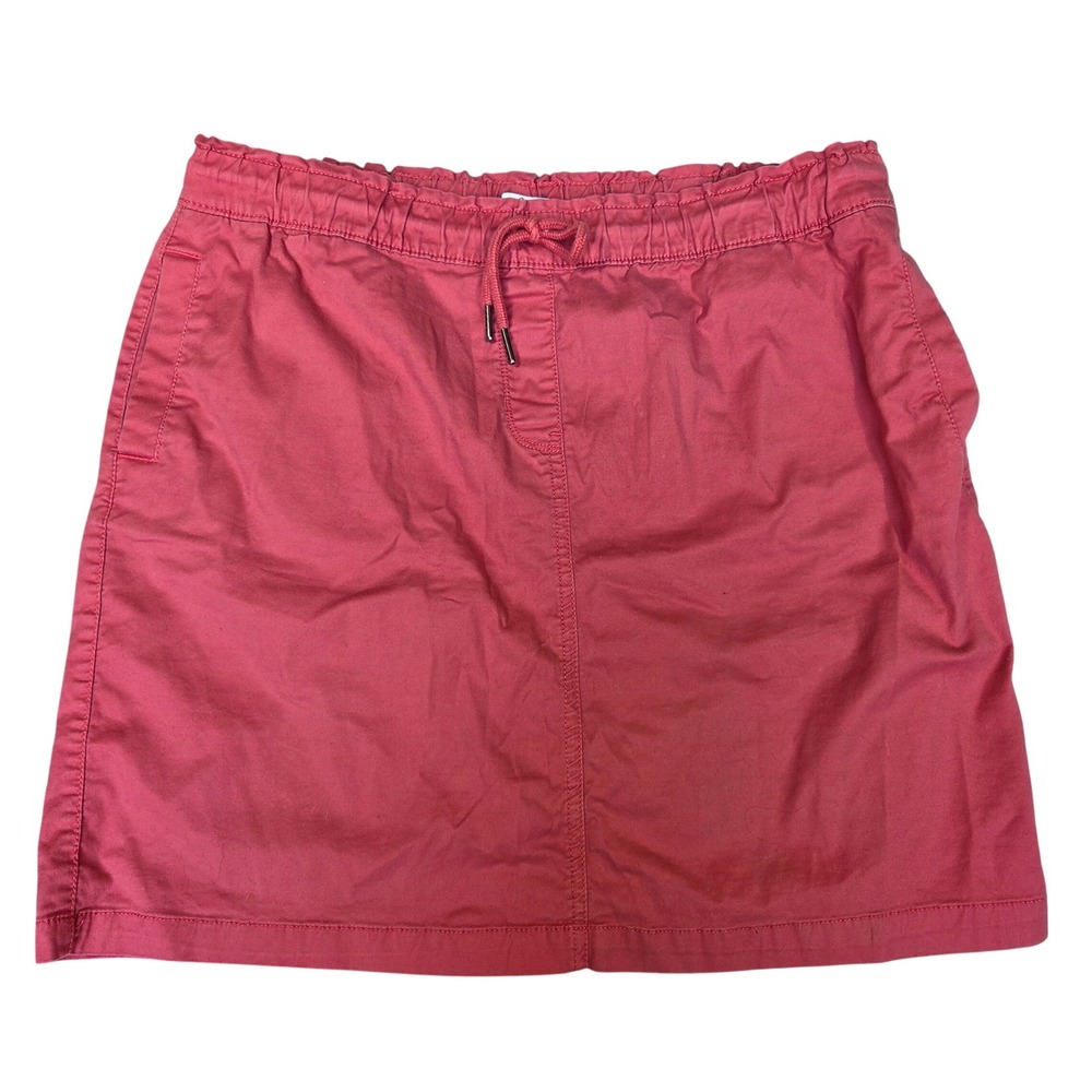 Croft & Barrow Womens XL Coral Pink Cotton Stretch Pull On Drawstring Mini Skirt
